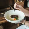 Ji Feng Cerámica Estilo Japonés Plato Hondo Redondo Vajilla Doméstica Plato Plato para Verduras Plato para Bistec Plato para Postre Ensalada