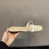 Sandalias Blancas de Cocodrilo Delgadas de Gama Alta para Mujer Primavera y Verano Punta Abierta Hebilla Dorada Pequeña Sandalias de Tacón Grueso Populares