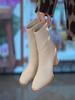 Elegantes Botines Cortos de Metal para Mujer con Punta Cuadrada y Tacón Alto, Temporada Otoño e Invierno 2026, Tacón Grueso, Cremallera Trasera, Botines Versátiles de Ajuste Delgado