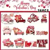 Colgante de Madera para Coche del Día de San Valentín Suministros Rosas para Fiesta Festiva para Amante Esposa Decoraciones de Fiesta Colgante