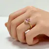 Anillo de Lujo Europeo y Americano con Zirconia de Diamante Completo, Anillo Abierto de Moda, Chapado en Oro de 18K PVD, Sensación de Alta Gama, Zirconia Grado 4A