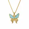 Collar de mariposa de esmalte vintage europeo y americano, cadena de clavícula de circón para mujer, nicho y fresco, joyería de cadena para el cuello estilo ins transfronterizo