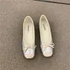 Sandálias Rasteirinhas Estilo Chanel Fadas Femininas Verão Novo Boca Rasa Francesa Solado Macio Sapatilhas Sapatos de Ervilha para Gestantes