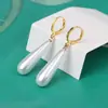 Pendientes de Perla con Forma de Gota de Agua de Moda Gancho de Oreja de Plata S925 Pendientes de Perla de Imitación de Concha Pendientes Largos de Gama Alta para Mujeres Aspecto Adelgazante Nuevo Estilo