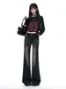 Jeans microacampanados estilo americano para mujer, nueva colección otoño 2026, pantalones retro petite acampanados rectos elásticos de corte ajustado