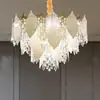 Candelabro de cristal electrochapado de hierro forjado para sala de estar y comedor, lujo ligero francés, posmoderno simple, grande y lujoso, dormitorio de alta gama