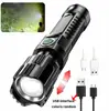 Lanterna LED Super Brilhante Lanterna Recarregável USB com Zoom Tático Holofote de Alta Potência Lanterna para Acampamento ao Ar Livre Pesca
