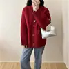 Cárdigan de Punto de Longitud Media para Mujer, Ropa Exterior Holgada, Nuevo Otoño 2025, Cuello en V, Estilo Perezoso, Chaqueta de Punto Superior