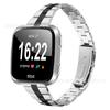 Adequado para Pulseira de Smartwatch de Metal Fitbit Versa Versa2 Três Contas Slim Fit Linha de Pressão Ultra Fina Pulseira de Aço