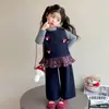 Conjunto de Niña Primavera y Otoño 2026 Nuevo Elegante Casual Infantil Moda de Primavera Conjunto de Tres Piezas de Mezclilla