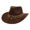 Aliexpress Nuevo Sombrero de Viaje Estilo Étnico para Hombres y Mujeres Sombrero de Ala Ancha Sombrero de Vaquero Suave de Gamuza Cabeza de Vaca