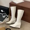 Botas de Mujer con Tacón de Cuña 2026 Otoño/Invierno Nuevas Simples con Cremallera Trasera Moda Tacón Alto Delgadas Largas