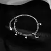 Pulseira Fangxing S925 Prata Esterlina Estrela e Lua Camada Dupla para Mulheres Verão Nova Tendência Pulseira Nicho Acessível Luxo Joias de Mão de Alto Padrão Atacado
