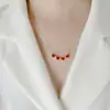 Colar Pingente Trevo de Quatro Folhas Coração Dupla Face Mais Vendido no TikTok, Design Original de Alto Padrão Estilo Francês, Corrente para Clavícula em Aço Titânio