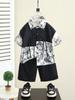 7154 Traje de Niño Verano 2026 Nuevo Estilo Camisa de Manga Corta para Niños Conjunto Delgado de Dos Piezas Ropa de Verano para Niños Guapos