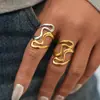 Anillos con un Toque de Lujo de Nicho, Empaque de Joyería Estilo Ins de Lujo Ligero, Joyería Geométrica de Oro de 18 Quilates para Mujer, Venta al por Mayor Transfronteriza de Verano