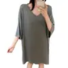 Bata de Rayón para Mujer, Verano Holgada, Estilo Sencillo y Perezoso de Manga Corta, Ropa de Casa Casual para Mujer