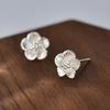 Pendiente de Plata S999 para Mujer, Flor Simple, Aro para Oreja, Moda Versátil, Diseño de Nicho INS, Joyería para Oreja Transfronteriza