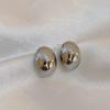 Aretes de Frijolito de Oro Pequeños Chapados en Oro Real con Aguja de Plata S925 Transfronterizos Europeos y Americanos Aretes Metálicos de Celebridad de Internet Aretes Simples y Versátiles