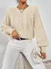 Suéter de Punto Pullover Cuello Redondo para Mujer Amazon Fashion, Comercio Transfronterizo, Color Sólido de Canalé Retorcido, Top Casual Versátil