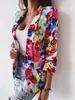 2023 nuevo comercio exterior transfronterizo Amazon abrigo de primavera estampado colorido traje pequeño manga larga ropa para mujer