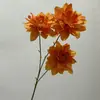 Haste Única 3 Flores Dália Sonho Centro de Mesa Corredor de Casamento Buquê de Mão Decoração Sala de Estar Ornamento para Casa Arranjo Floral Buquê de Flores Artificiais Falsas
