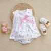 Macacão Harem Rosa de Borboleta Flor Baleia e Outros para Bebê 6-18M Peça Única de Quatro Peças