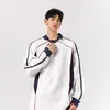 Sudadera tipo polo de moda estilo americano con bloques de color para hombre, Top casual de manga larga con retazos de nicho High-Street para otoño, Jersey casual para pareja