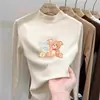 Blusa térmica infantil com forro de fleece, nova coleção outono/inverno 2026, estilo coreano, gola alta da moda, camiseta de manga comprida com forro de fleece