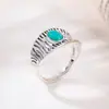 Yuebao Joias Turquesa Prata Esterlina S925 Linha Irregular Design Oval Anel de Prata Europeu e Americano Personalização