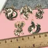 Colgante de dragón occidental estilo oscuro, dragón malvado vintage, dragón que escupe fuego rosa, accesorio para pendiente llavero DIY