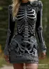 Estación Internacional Tk Vestido de Esqueleto de Moda para Mujer de Halloween Estilo Gótico Ajustado Fiesta de Fantasmas