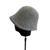 Sombrero de Pescador de Lana 100% Estilo Japonés con Borde Enrollado de Punto, Largo Delante Corto Detrás, para Mujer, Color Sólido Versátil Artístico Cálido para Otoño e Invierno