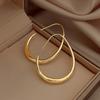 Brincos Ovais Elle Mosha Banhados a Cobre 18K Brincos Simples Retro Estilo Hong Kong Brincos Brincos Grandes Exagerados Distintivos