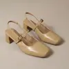Sapatos de Salto Elegantes Estilo Francês de Tamanho Grande para Mulheres, Sandálias de Salto Grosso com Bico Fechado, Novos Sapatos Mary Jane com Fivela 2026, Versáteis para o Verão