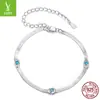 Pulseira Original Yinziyun Olho de Diabo Turquesa para Homens e Mulheres Elegante Tendência Europeia e Americana Pulseira de Prata Sterling S925