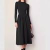 Vestido de Tricô Gola Meia-Alta Estilo Francês para Usar Sob um Casaco, Roupas Femininas Transfronteiriças, Novo Estilo Outono e Inverno, Vestido Suéter Emagrecedor com Ajuste na Cintura