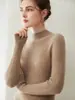 Suéter feminino de gola alta, 100% cashmere puro, modelo slim, para outono e inverno. Blusa interna de tricô quente.