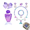 Venta Caliente Amazon Set de Collar y Pulsera de Perlas para Niños Collar de Sirena Accesorios para Niña Bebé Venta al por Mayor