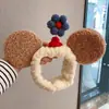 Diadema para lavar la cara para mujer Rojo de internet linda súper linda Mickey para mujer caricatura pequeña Flor Belleza maquillaje diadema divertida diadema con orejas