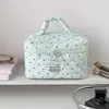 Bolsa de Maquiagem de Mão com Bolinhas, Bolsa Grande de Armazenamento de Cosméticos Acolchoada, Bolsa de Higiene Pessoal Portátil para Viagem, Bolsa para Pincéis de Maquiagem