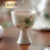 Taza de Té Mariposa Pintada a Mano de Jingdezhen Ruyeguisong para Mujeres, Taza de Maestro de Gama Alta, Taza con Pie Alto y Boca de Flor, Taza para Cata de Té, Juego de Té