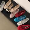 Zapatos Brisa Nocturna Lazo Francés Azul Zapatos Planos Pequeños Zapatos de Ballet Primavera Temprana Nuevos Suela Suave Zapatos de Mujer Zapatos Escotados