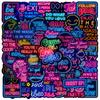 50 adesivos de texto inspirador neon para iPad, capa de celular, mala, caderno, planner, copo, adesivos à prova d'água
