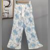 Pantalones de Pijama de Algodón Finos de Verano para Mujer con Estampado de Dibujos Animados, Pantalones de Pierna Ancha para Mujeres Embarazadas, Tallas Grandes, Adecuados para Usar Afuera, Pantalones Largos de Algodón, Exportación