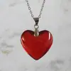 Atacado Transfronteiriço Amazon Colar Feminino de Aço Inoxidável com Pingente de Coração Vermelho Grande em Vidro, Colar com Pingente da Moda Tendência Europeia e Americana