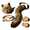 Accesorios de disfraz de zorro pequeño para Halloween: guantes, diadema, accesorios para el cabello, tocado de zorro demoníaco de mascarada, accesorio de cola de zorro