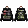 Marca Tendência High Street Europeia e Americana Hell Star Vintage Lavado Velho Casual Solto Manga Curta Moletom com Capuz Calças Terno