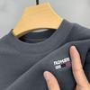 Suéter Cálido de Terciopelo de Doble Cara Forrado de Felpa para Otoño e Invierno Camiseta Básica Versátil de Cuello Redondo Camiseta de Manga Larga Estampada Tops para Hombre