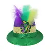 Carnaval Brasileño Mardi Gras de Nueva Orleans Sombrero de Jazz Accesorios Transfronterizos para la Cabeza Plumas Lentejuelas